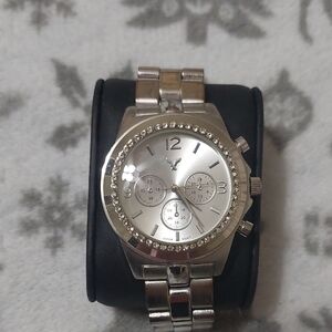 Silver Watch with Crystal Accents